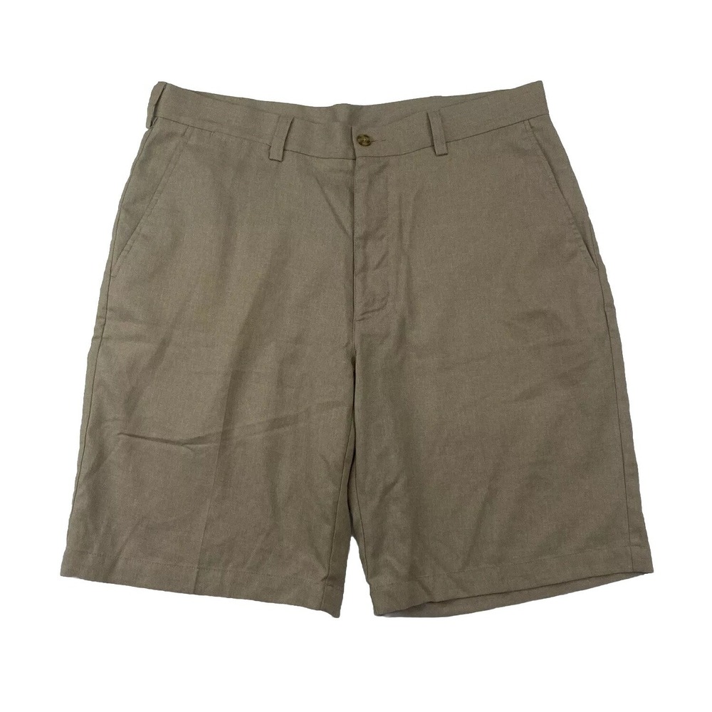 Pro Tour Cool Play Mens Flat Front Khaki Performance Shorts Sz 34 100% Polyester